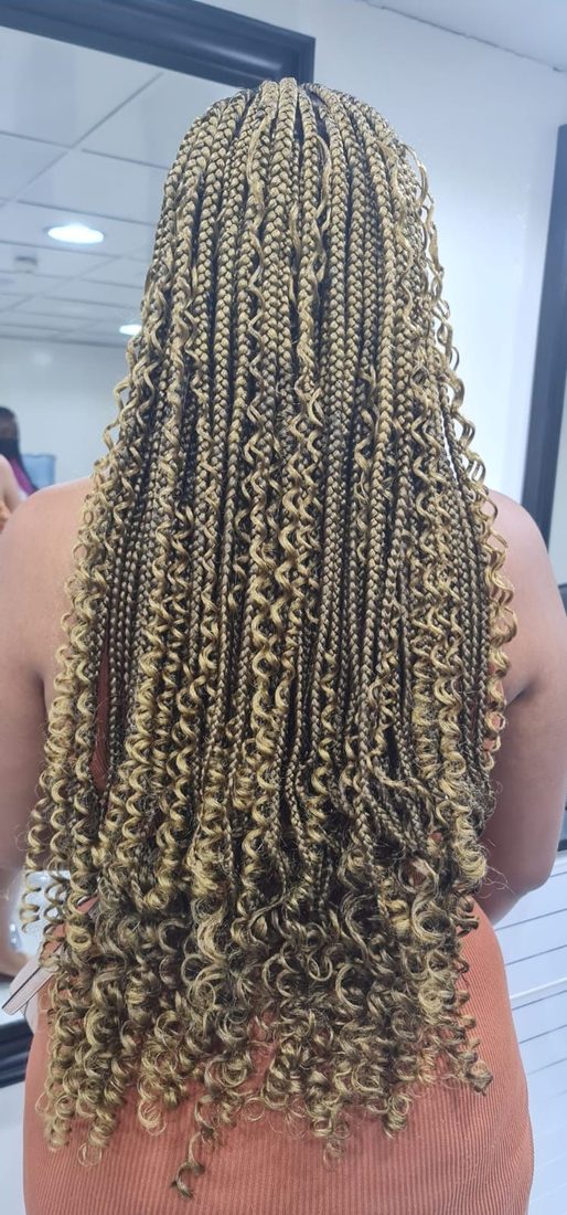 Long braids with loose curls
